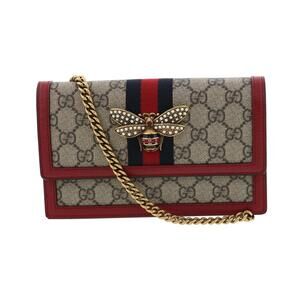 GUCCI Queen Margaret Chain Wallet Long coin purse Bee Red A
